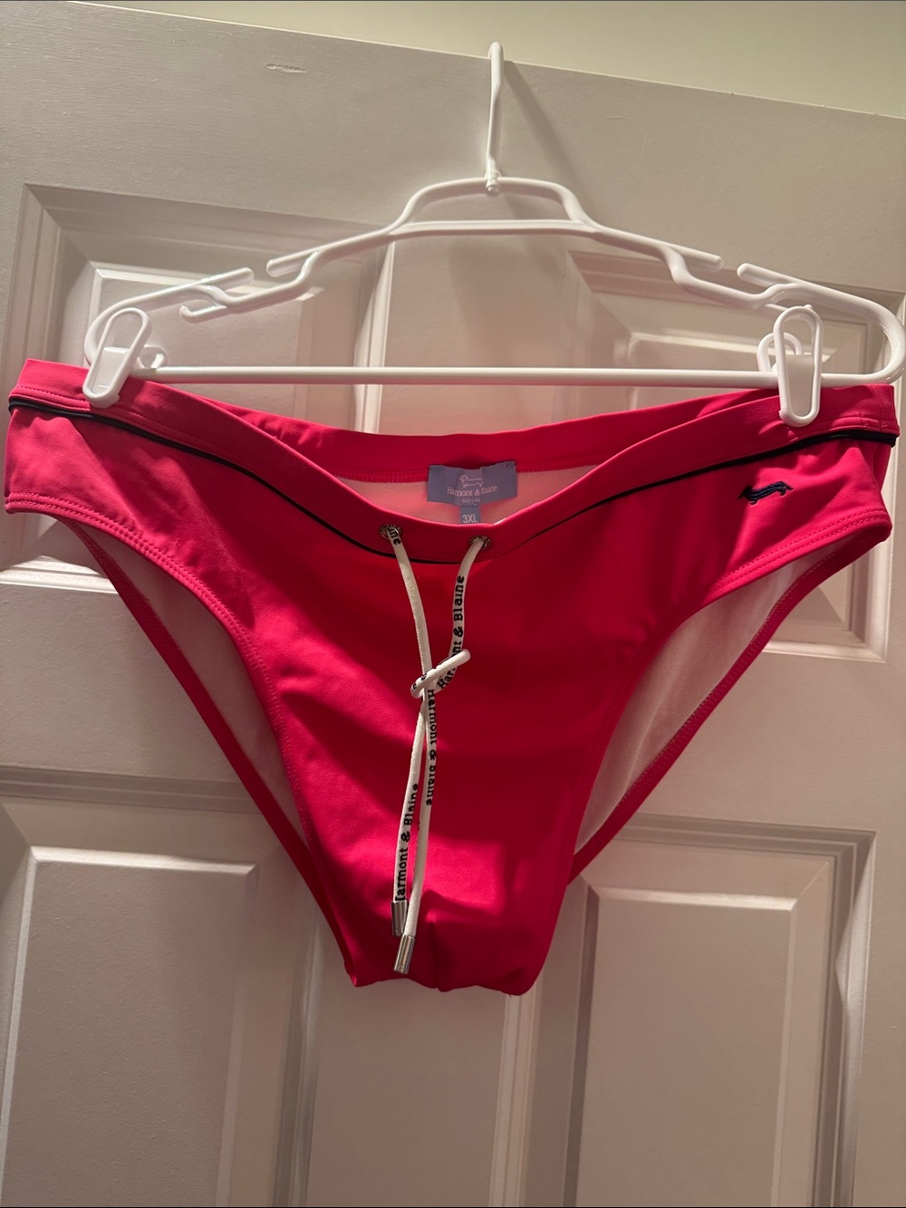 Men’s Harmont & Blaine Bright Pink Swim Brief with White Drawstring Sz 3XL